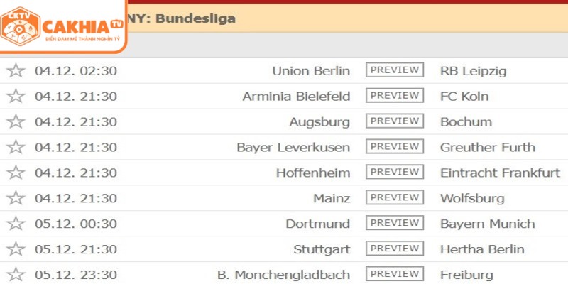 Bảng lịch thi đấu Bundesliga Đức được công bố đầu mùa